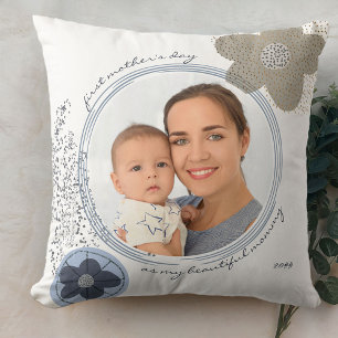 Pop Art Flower Editable Wording Custom Photo Cushion