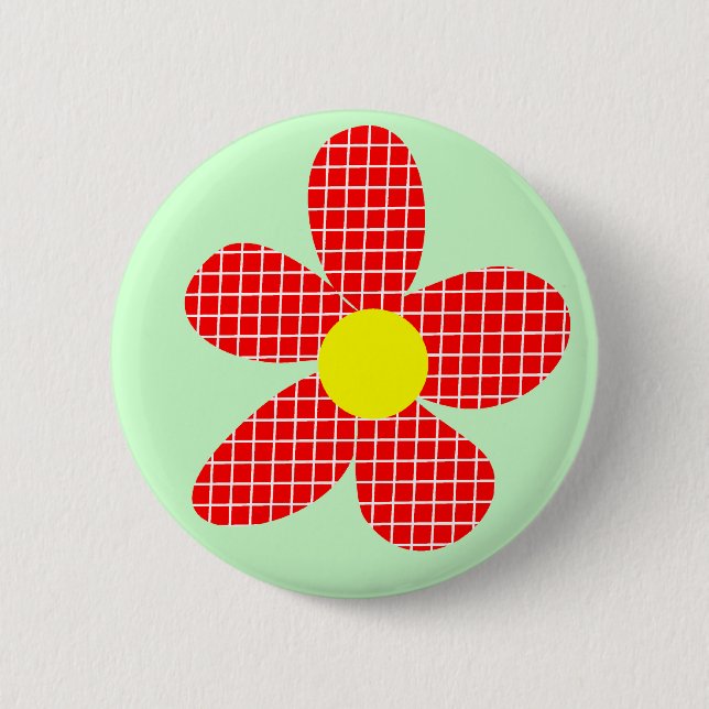 Pop Art Flower - Light Green 6 Cm Round Badge (Front)
