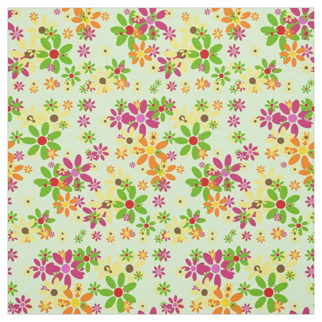Pop Art Flowers seamless pattern + your ideas Fabric (Swatch)