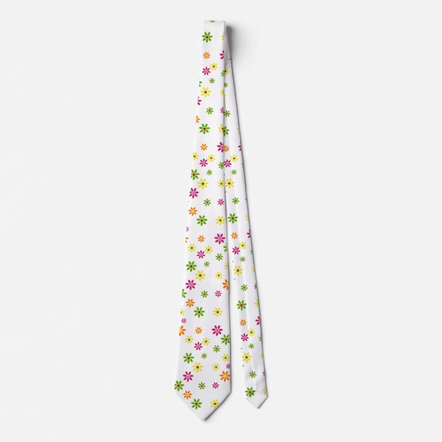 Pop Art Flowers seamless pattern + your ideas Tie (Front)