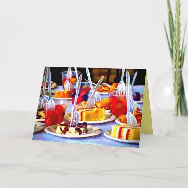 Pop Art Food Desserts Cake Forks Colourful Card (Front)