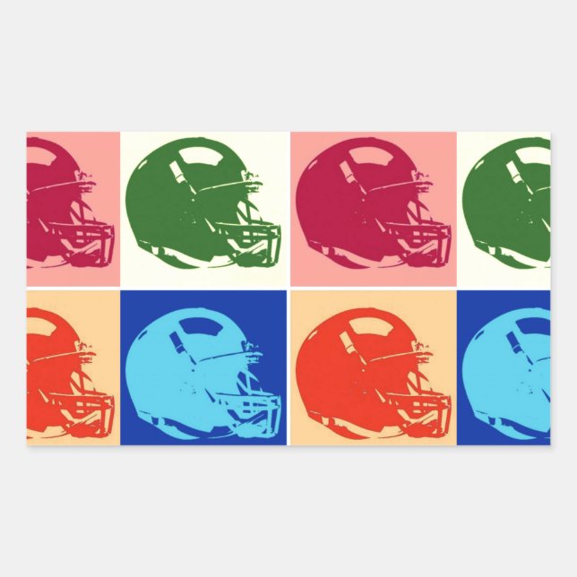 Pop Art Football Helmet Rectangle Sticker (Front)