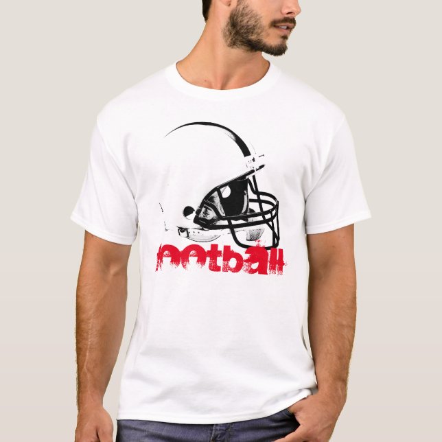 Pop Art Football Helmet Red Black White T-Shirt (Front)