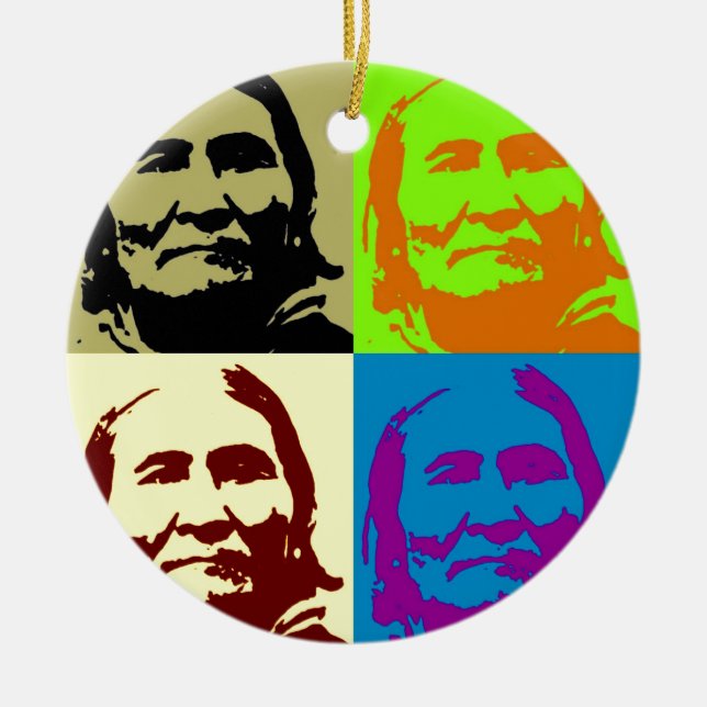 Pop Art Freedom Fighter Geronimo Ceramic Tree Decoration (Front)
