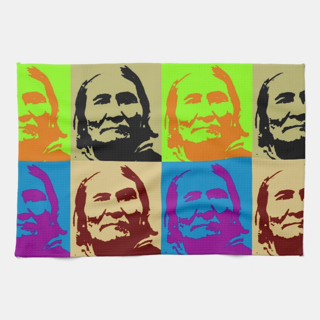 Pop Art Freedom Fighter Geronimo Tea Towel (Horizontal)