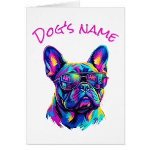 Pop Art French Bulldog NYC Custom Name Card