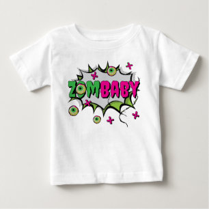 Pop Art Funky Scary Cute ‘ZomBaby’ Zombie Pun Baby T-Shirt