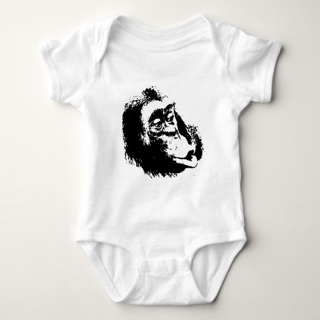 Pop Art Funny Chimpanzee Baby Bodysuit (Front)