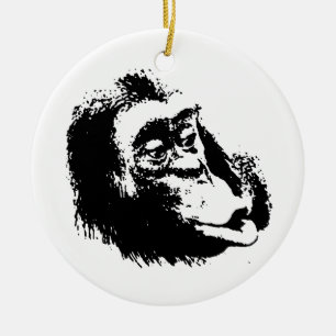 Pop Art Funny Chimpanzee Ceramic Tree Decoration