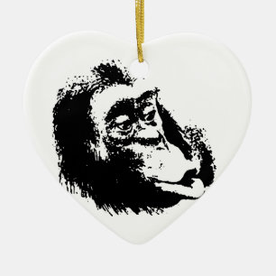 Pop Art Funny Chimpanzee Ceramic Tree Decoration