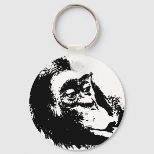 Pop Art Funny Chimpanzee Key Ring