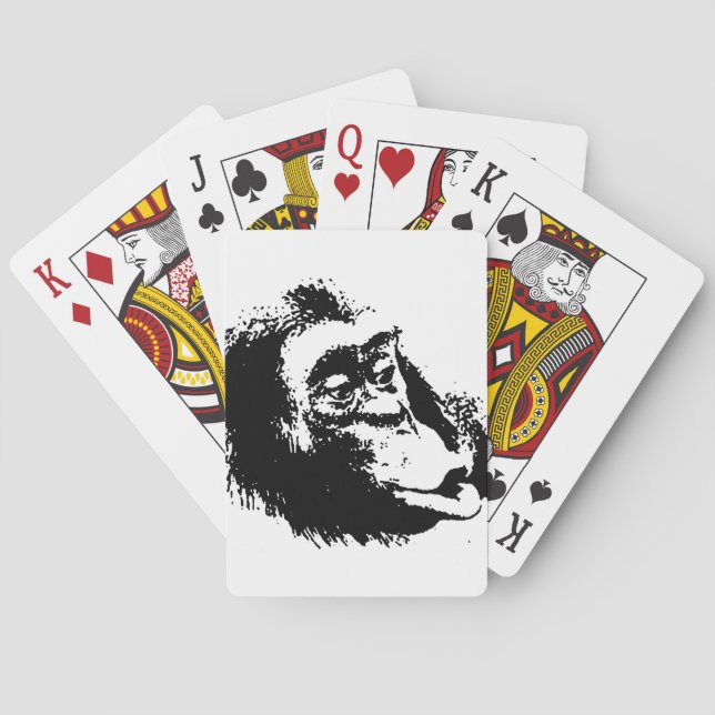 Pop Art Funny Chimpanzee Playing Cards (Back)