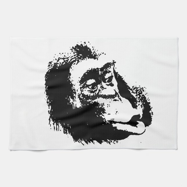 Pop Art Funny Chimpanzee Tea Towel (Horizontal)