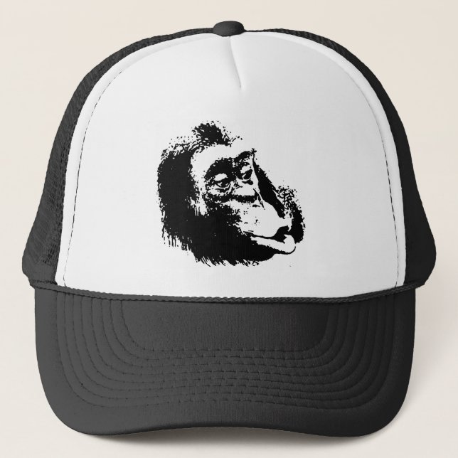 Pop Art Funny Chimpanzee Trucker Hat (Front)
