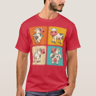 Pop Art Funny Cow Farm Animal Lover Farmer Farming T-Shirt