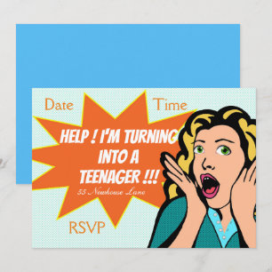 Pop Art funny teenage girl Party Invitation