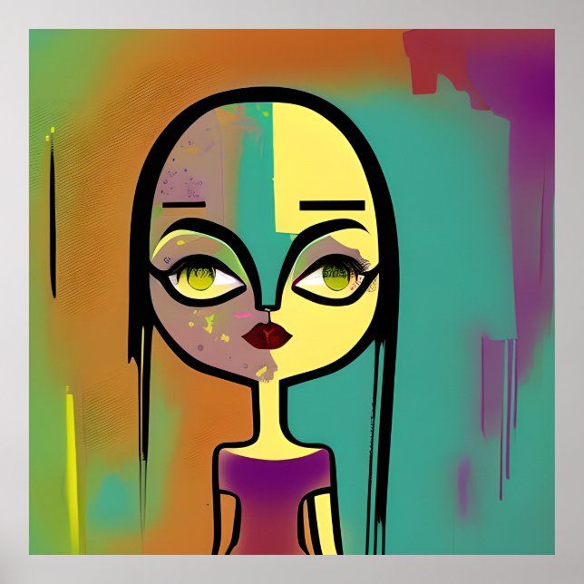 Pop Art Fusion Graffiti Digital Styles Poster (Front)