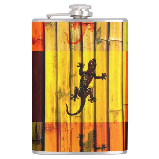 Pop Art Geckos Hip Flask (Front)