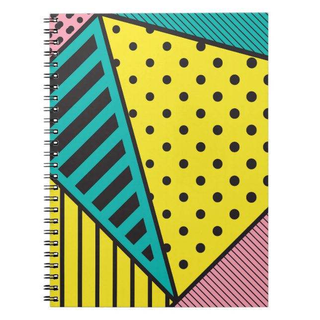 Pop art, geometric, bold squiggles notebook (Front)