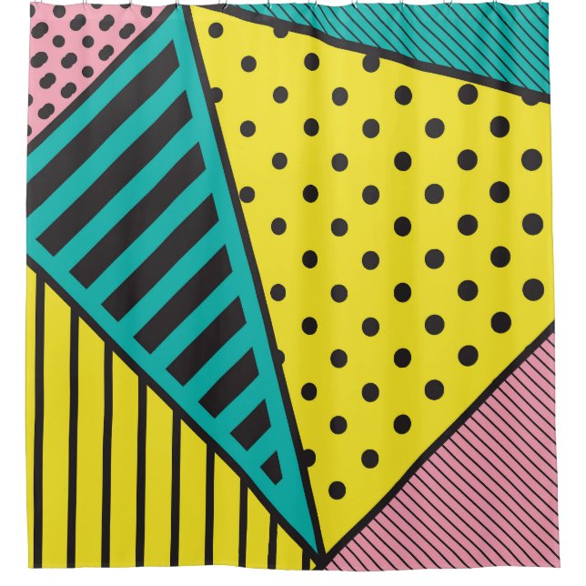 Pop art, geometric, bold squiggles shower curtain (Front)