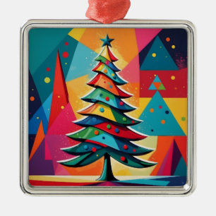 Pop Art Geometric Layered Christmas Tree Metal Tree Decoration