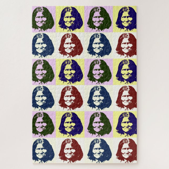 Pop Art Geronimo Indian Legendary Chief Jigsaw Puzzle (Vertical)