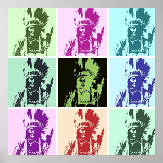 Pop Art Geronimo Poster - Freedom Warrior Indian (Front)
