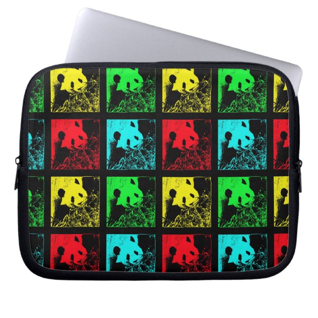 Pop Art Giant Panda Red Green Blue Yellow Laptop Sleeve (Front)
