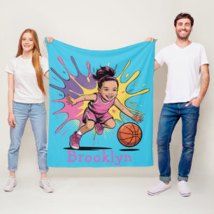 Pop Art Girl Basketball Birthday Bash Gift Fleece Blanket
