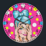 Pop art girl large clock<br><div class="desc">Great art design. You will love it like other. Be free to use this design to other product you like or to add your text. Thank you. Have a nice day.</div>