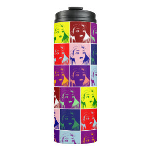 Pop art girl long hair thermal tumbler