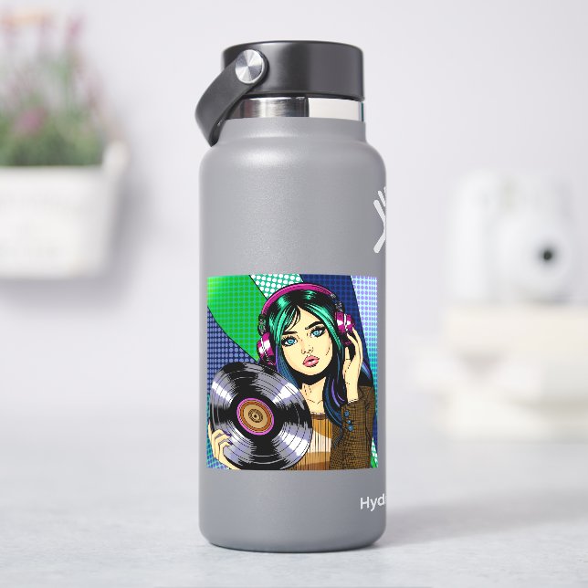 Pop Art Girl with Record (HydroFlask)