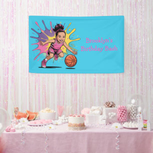 Pop Art Girls Basketball Birthday Bash Banner
