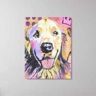 Pop Art Golden Retriever Crown Expressionist Canvas Print