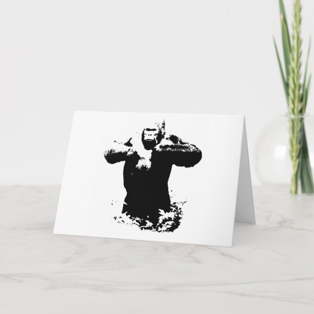 Pop Art Gorilla Beating Chest Greeting Card (Front)