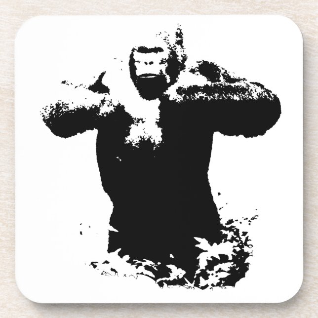 Pop Art Gorilla Beating Chest Hard Plastic Coaster (Front)