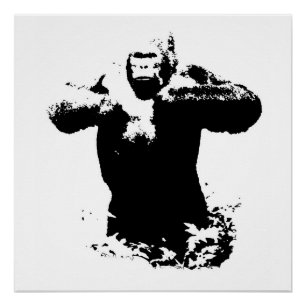 Pop Art Gorilla Beating Chest Perfect Poster