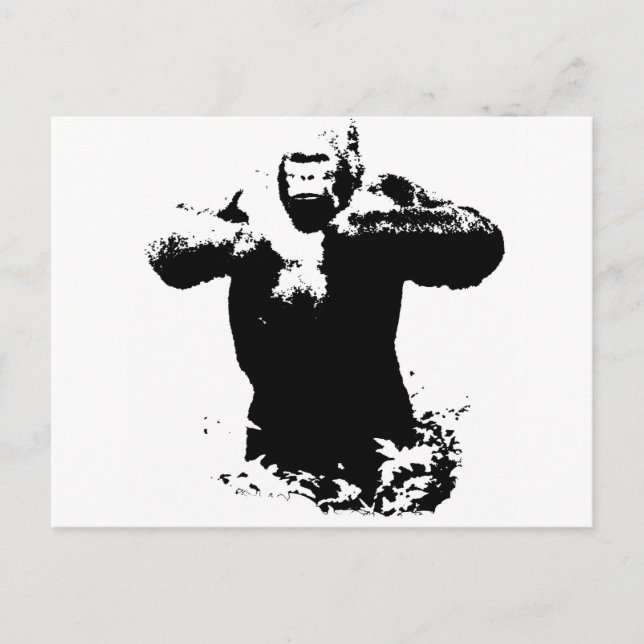 Pop Art Gorilla Beating Chest Postcard (Front)