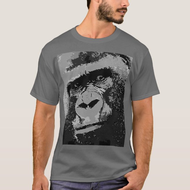 Pop Art Gorilla Dark Grey T-Shirt (Front)