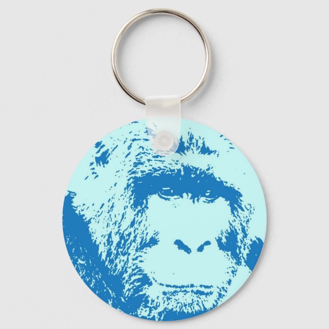 Pop Art Gorilla Faces Key Ring (Front)