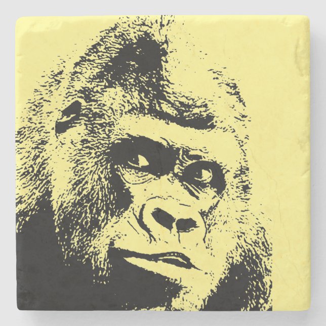 Pop Art Gorilla Stone Coaster (Front)