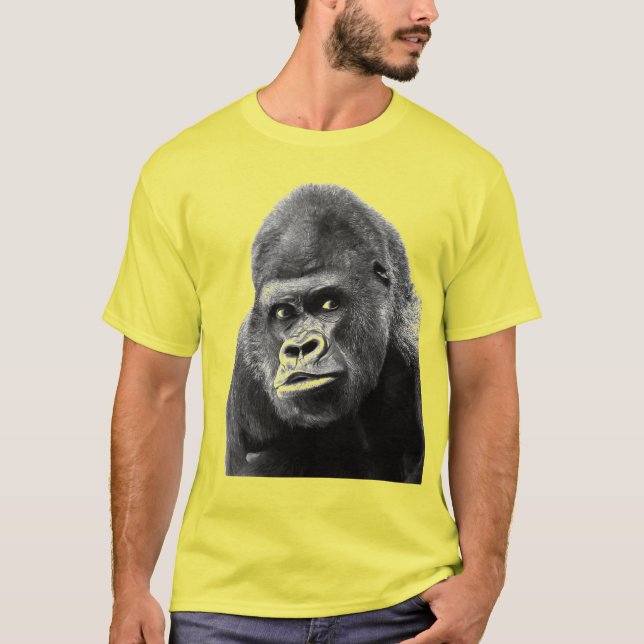 Pop Art Gorilla Yellow Grey  T-Shirt (Front)