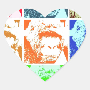 Pop Art Gorillas Heart Sticker