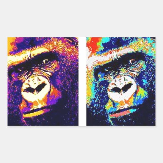 Pop Art Gorillas Rectangular Sticker (Front)