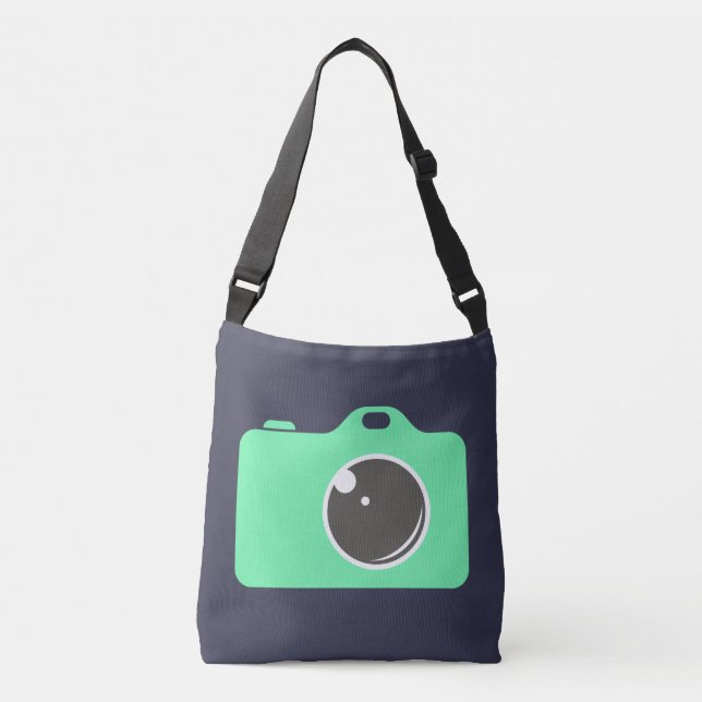 Pop Art Green Camera Blue Crossbody Bag (Front)