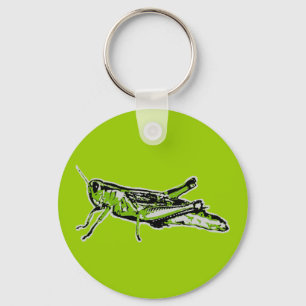 Pop Art Green Grasshopper Key Ring