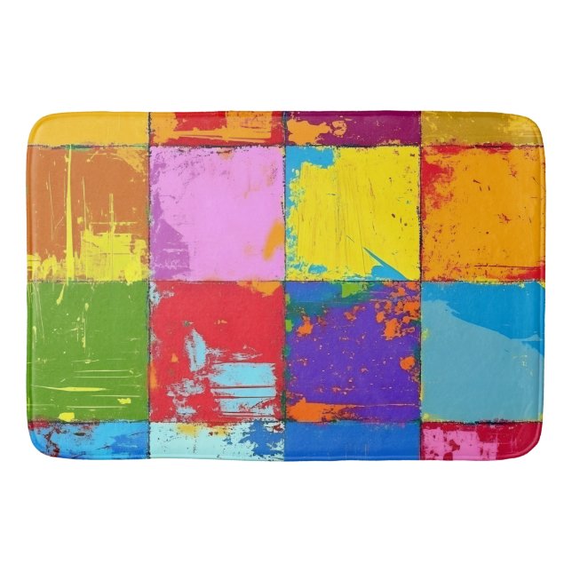Pop Art grunge Colour Blocks Bath Mat (Front)