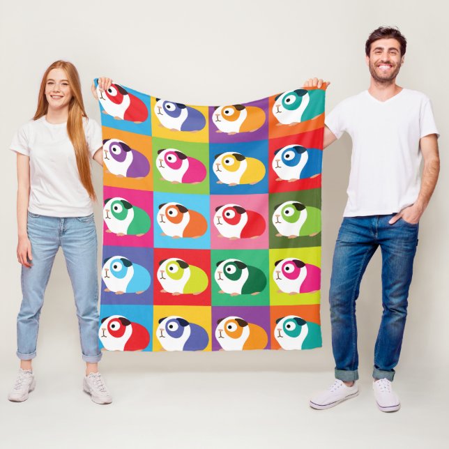 Pop Art Guinea Pigs Fleece Blanket (In Situ)