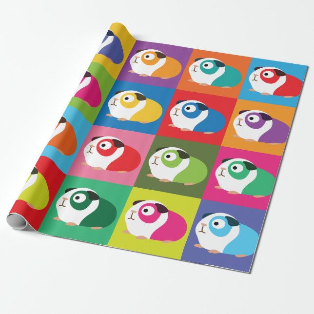 Pop Art Guinea Pigs Wrapping Paper (Unrolled)