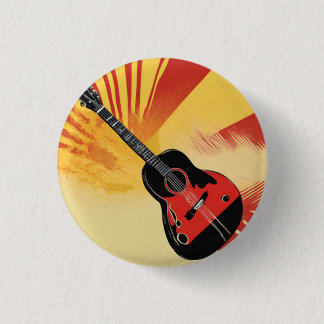 Pop Art Guitar Painting Illustration Vintage Retro 3 Cm Round Badge